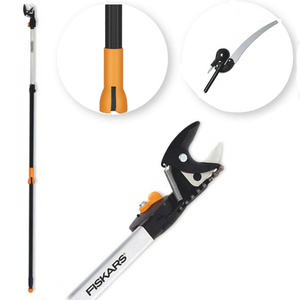 Fiskars UP86 - Forbicione da potatura telescopico professionale - Asta 240/400 cm + segaccio 45cm - &Oslash; 32mm